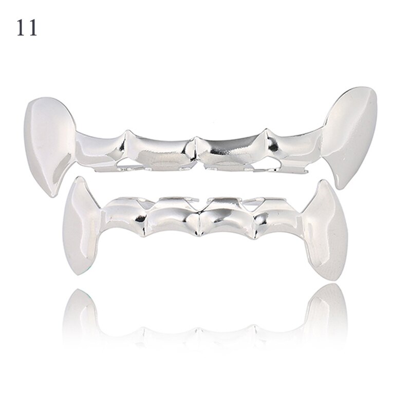 Hip Hop männer 6 Top & Bottom Zähne Gold Silber Farbe Falsche Zähne Grillz Set Bump Gitter Dental Grills für Frauen Körper Schmuck: Antikes Kupfer überzogen