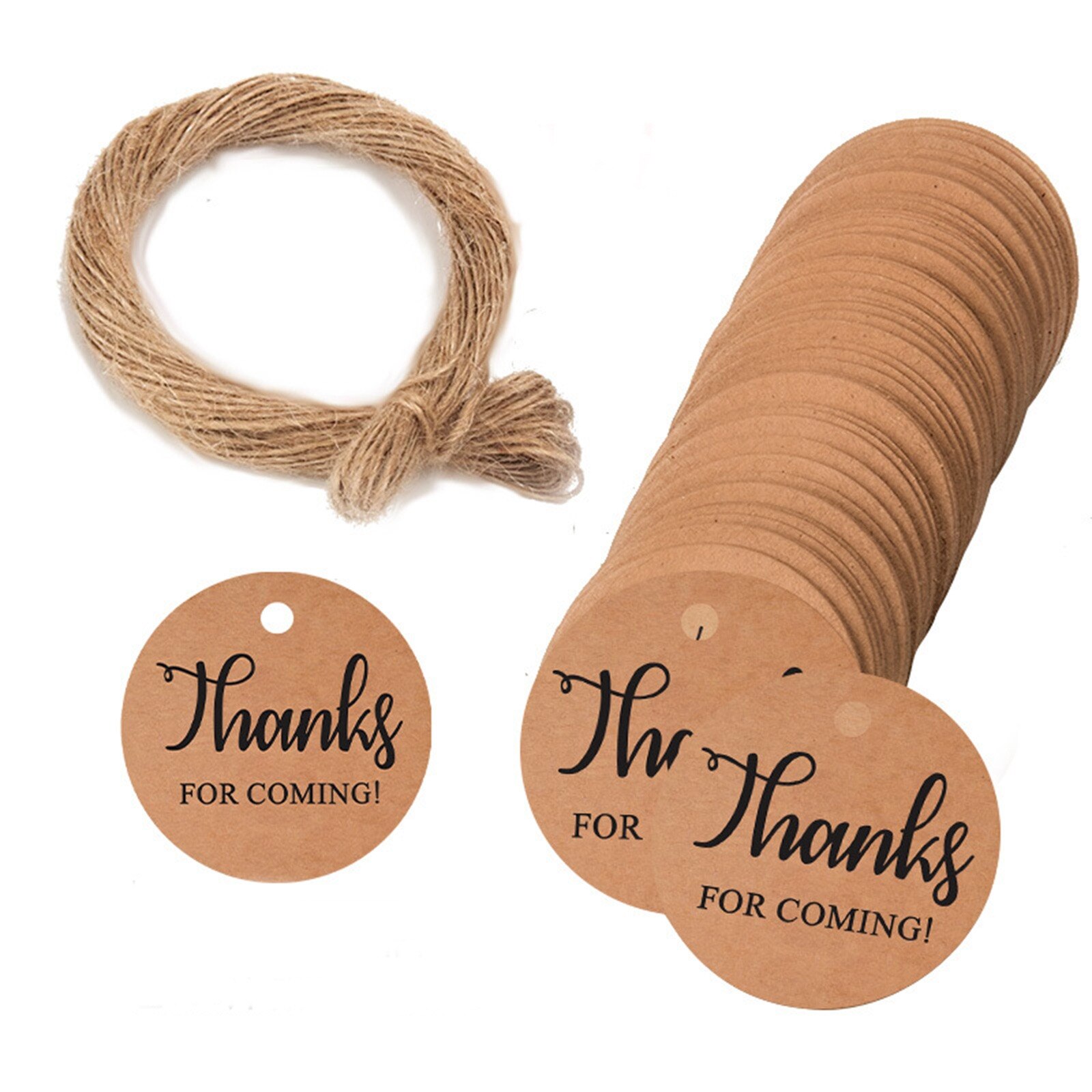 100pcs Kraft Paper Tags Thank You For Celebrating With Us Multi Style Crafts Hang Tag With Rope Labels Wrapping Supplies: 7