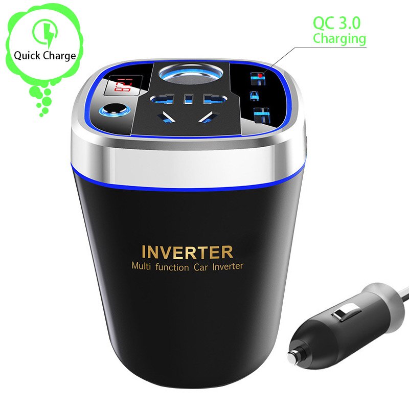 12V 220V Inverter Car Inverter Modified Sine Wave for Laptop Auto USB Phone Charging QC3.0 Quick Charge Cigarette Lighter Socket