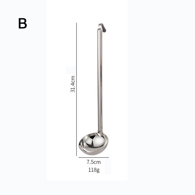 Stainless Steel Long Handle Soup Spoon With Hanging Hook Home Cooking Pot Spoon Metering Spoon Ounce Spoon: 2