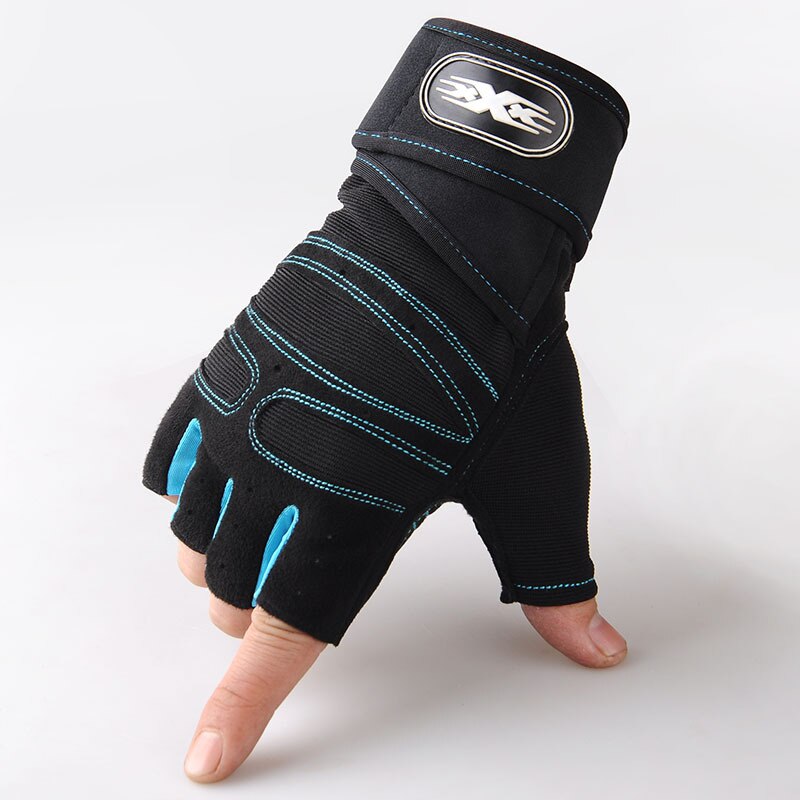 Gym Handschoenen Fitness Gewichtheffen Handschoenen Body Building Training Sport Oefening Sport Workout Handschoen Voor Mannen Vrouwen M/L/Xl: Light blue / XL