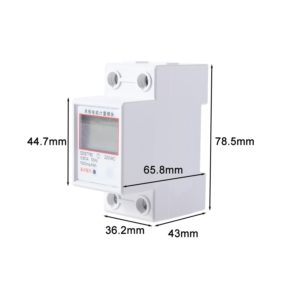60A Single Phase Two Wire LCD Digital Display Wattmeter Power Consumption Energy Electric Meter 80A AC 230V 50Hz DDS7790