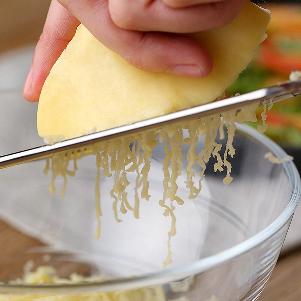 Molino rallador de queso de acero inoxidable mango largo verduras herramienta de cocina Manual de malla fina rebanador de mano