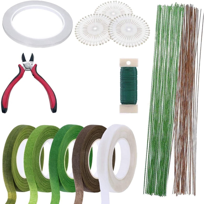 Kit de herramientas de arreglo Floral cortador de envoltura de alambre y alfileres de cabeza para ramo de boda DIY