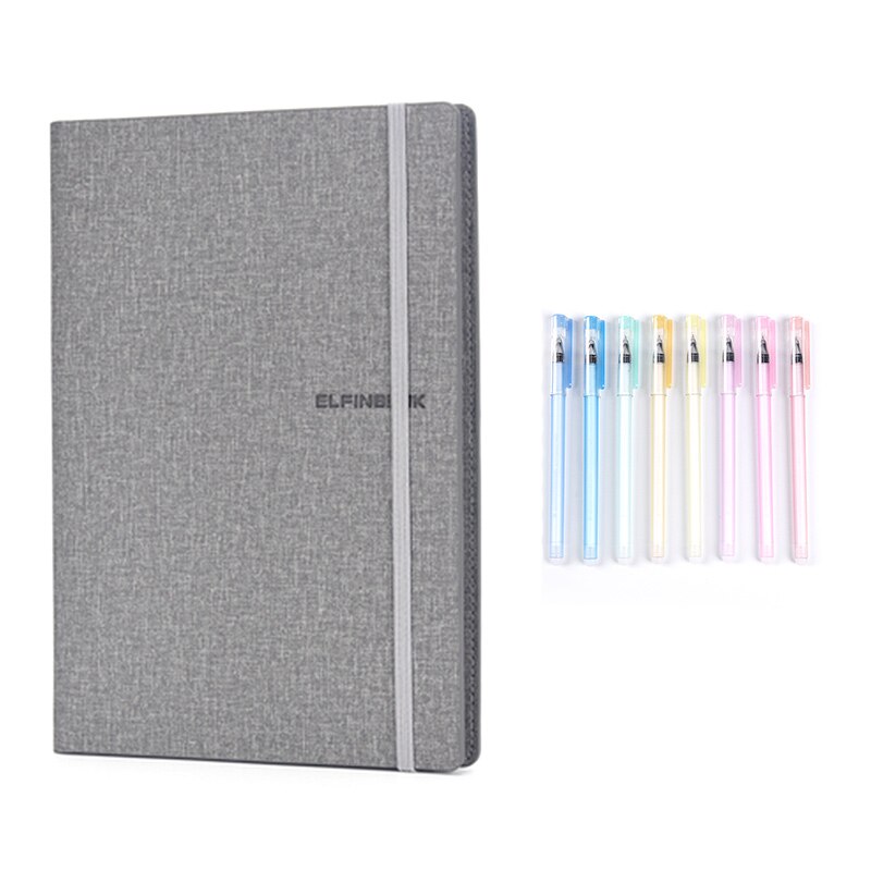 Carnet de notes A4 en cuir réutilisable, effaceur intelligent, copie d'applications, écriture répétée, carnet de poche Business, bureau, école, dessin, ,: Gray Set