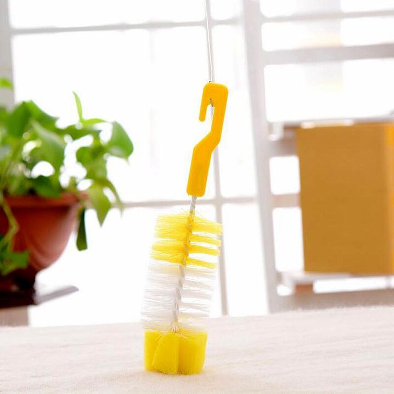 Garrafa de bebê escova com gancho para limpar esponja cabeça escova de papel cartão aleatório com garrafa cores embalagem f0j1