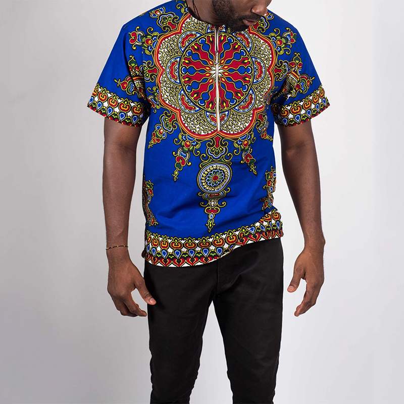 Incerun afrikansk dashiki skjorta herr kortärmad etnisk stil tryckt sommar dragkedja casual toppar traditionella skjortor kläder
