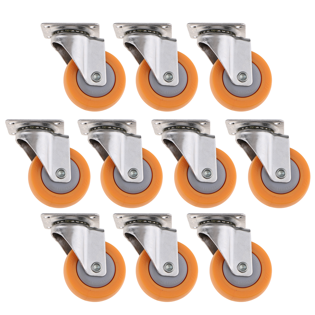 10x Full Swivel Caster Wheels 50.8mm Nylon Base Shopping Carts Casters