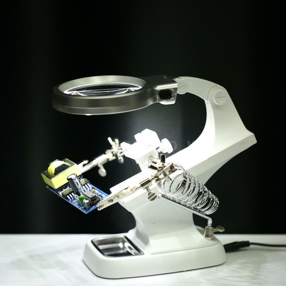 3X 4.5X aide main fers à souder support pince lumière LED avec 1 boîtes à outils loupe lentille bureau Station réparation outils
