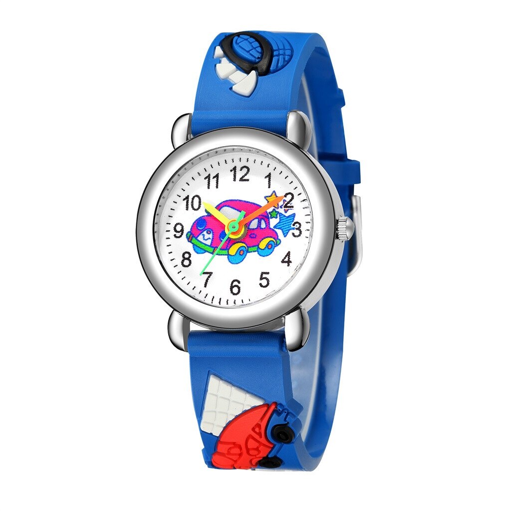 Leuke Cartoon Patroon Horloge Kinderen Kids Jongens Quartz Analoog Polshorloge Waterdichte Hars Band Mannen Vrouwen Horloge: Blue