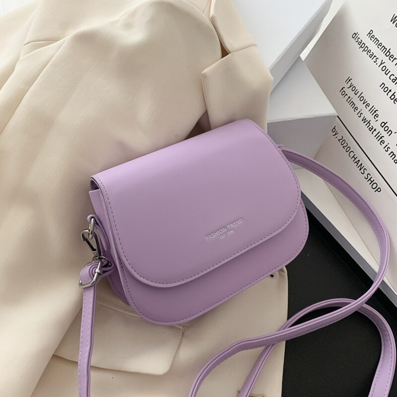 D0LF Women Hip Hop Soft Pu Leather Crossbody Multi-color Ladies Saddle Bag: Purple