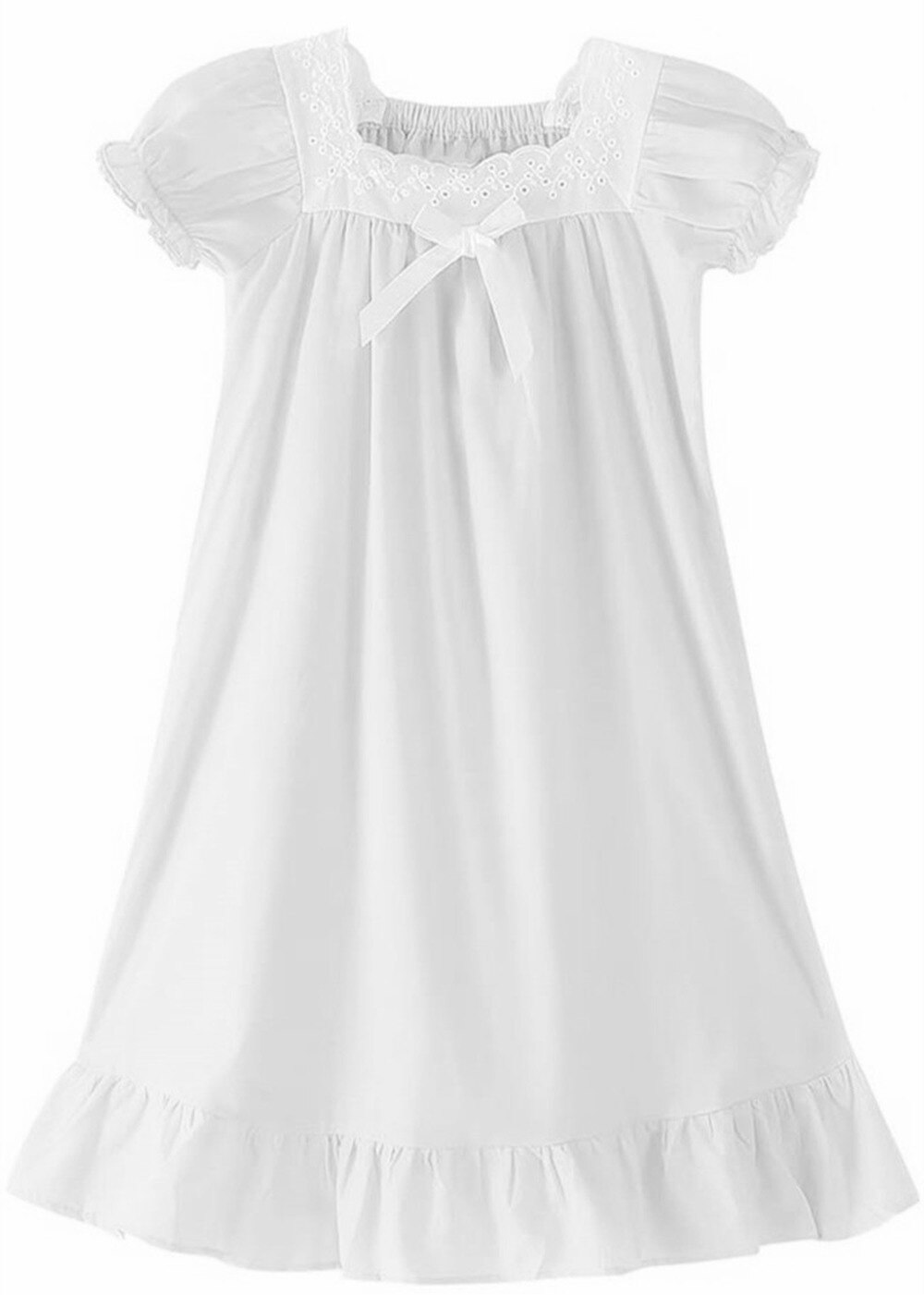 Camisón de algodón tejido de manga corta para niña, pijama de verano, vestido de noche para bebé