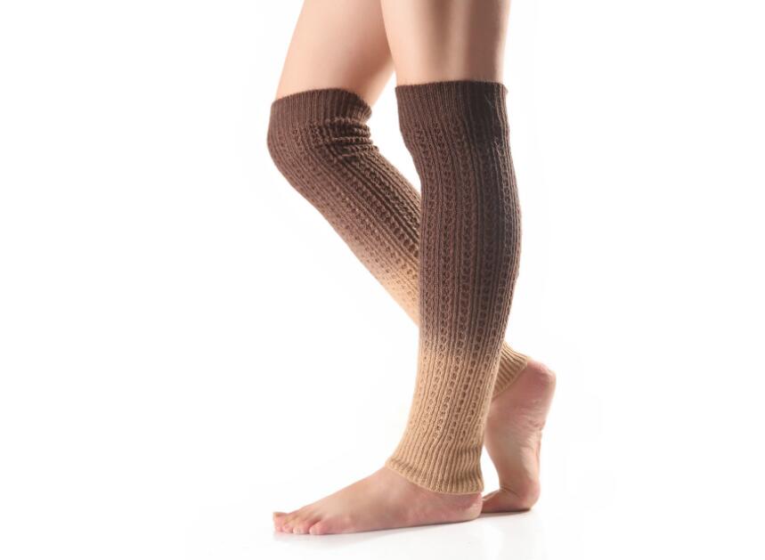 Efterår og vinter ulden sæt tre-farvet søm cashmere luv støvler sæt damer lang tube over knæet varme leggings: Grå