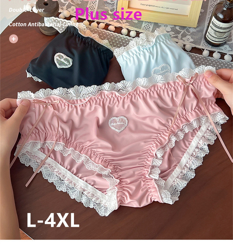 Bragas sexis de talla grande, ropa interior femenina de encaje, lenceria, calzones dulces para mujer, ropa interior de alta elasticidad, lencería para mujer