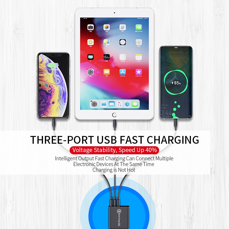 Elough Quick Charger 3.0 USB Charger for iPhone 12 13 Xiaomi redmi poco x3 LED Digital Display Fast Charging Wall Phone Charger