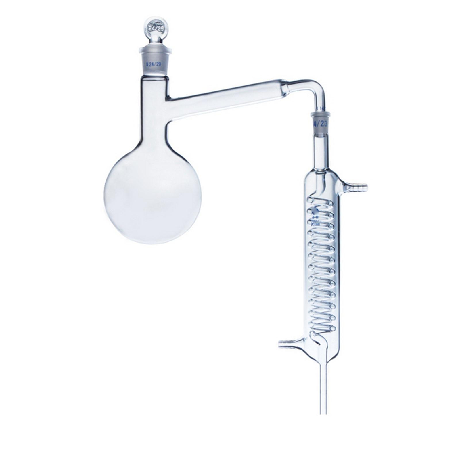 Appareil de distillation de laboratoire, flacon à fond rond avec condensateur en verre à bobine, 500ml, 1000ml