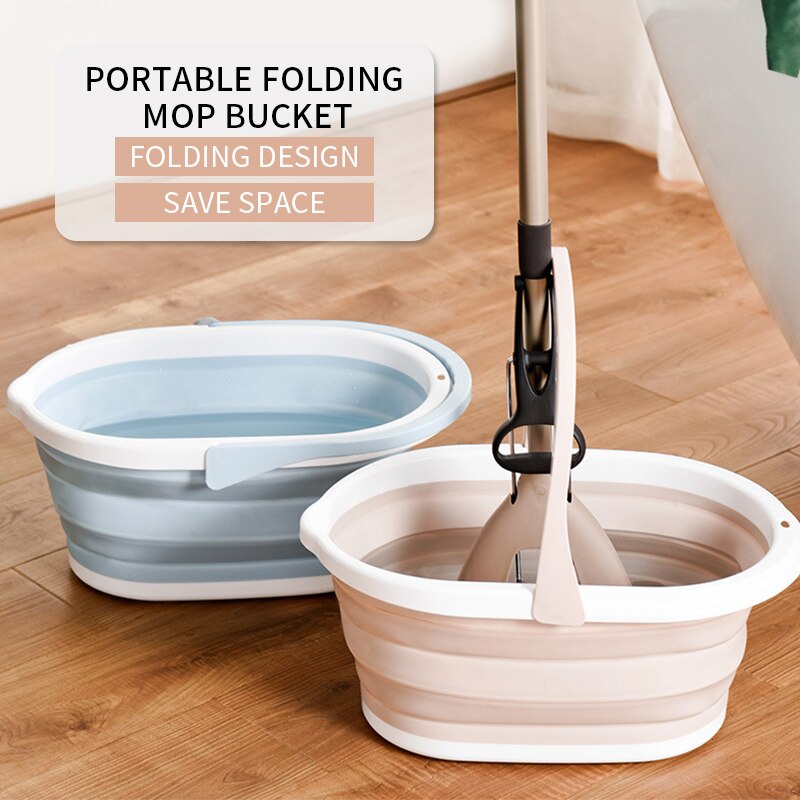 Folding Plastic Mop Bucket Camping Wash Bucket With Handle Floor Mop Cleaning Fishing Car Wash Bucket