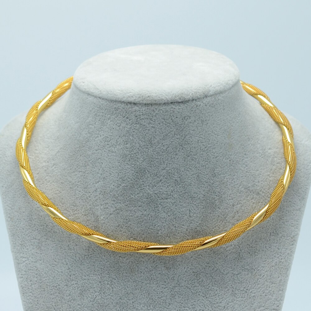 Anniyo 43CM + 7CM,Chokers Necklaces for Women Round Necklace Gold Color African Accessories #003706