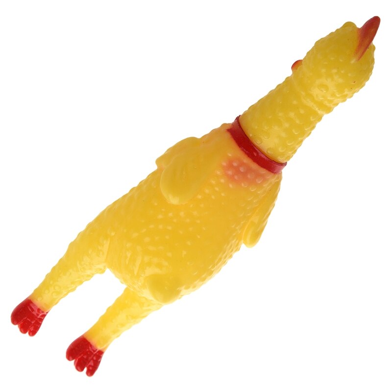 Yellow Red Soft Plastic Squeeze Shrilling Chicken Toy