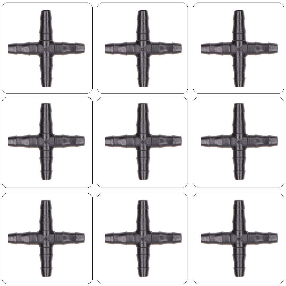 MUCIAKIE 10PCS 1/4'' Barb Cross Barbed Connector for 4mm Micro Tubing for 4/7mm PVC Hose Garden Irrigation Hose Joint Adapter