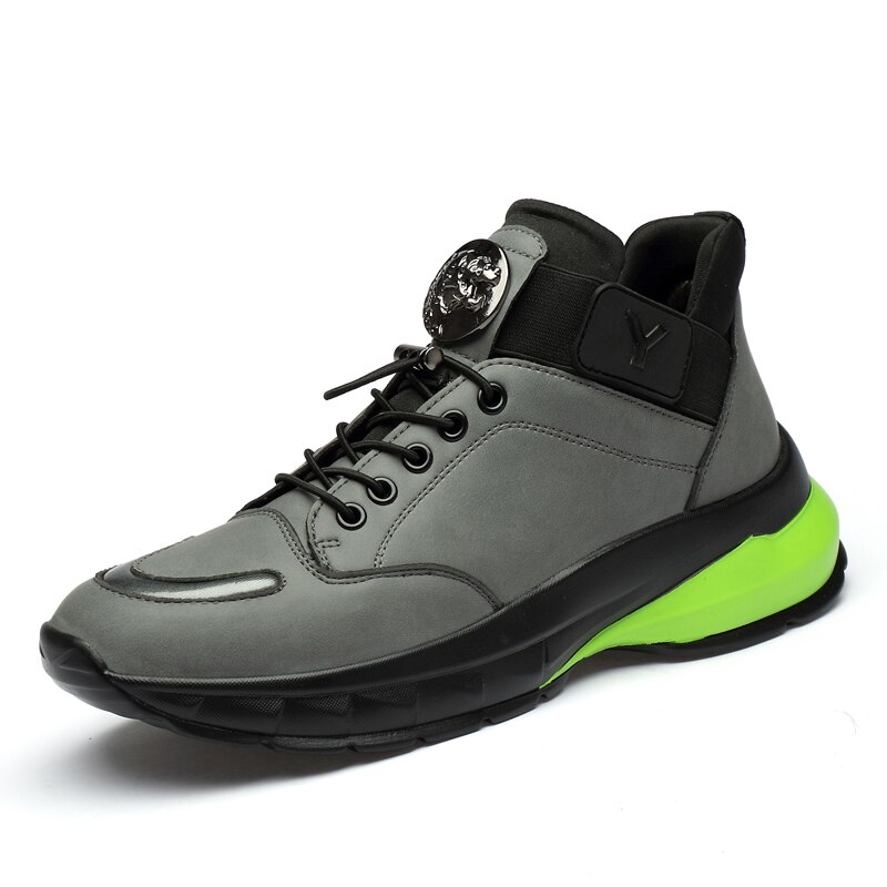 Trend efterår vinter løbesko lædersømme sportssko komfortable mænd sneakers zapatillas atletiske sneakers: Grå / 7