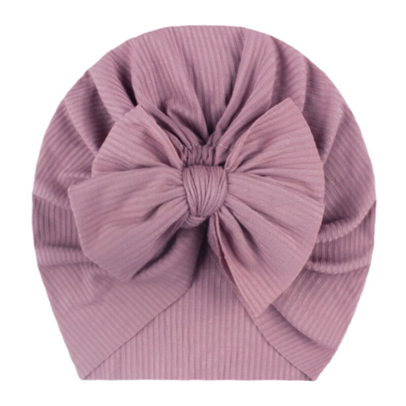 Chapeau Turban doux avec gros nœud pour bébé fille, Bonnet de couleur unie pour -né et enfant en bas âge, printemps: style 4