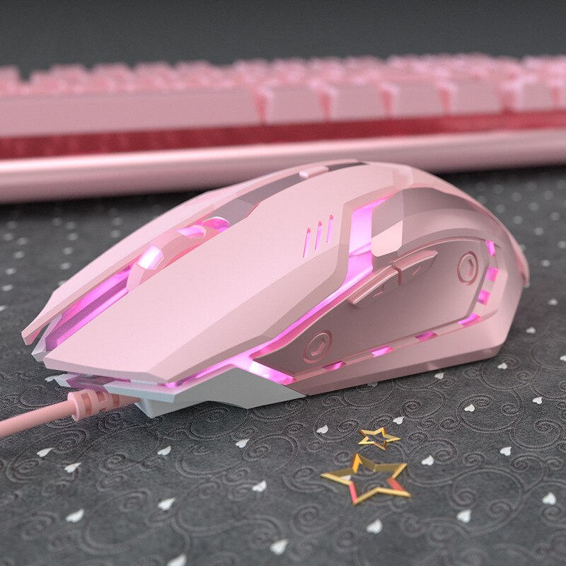 Souris rose, souris filaire, souris de jeu sans fil fille mignonne, souris de jeu d'ordinateur mécanique spéciale pour e-sports, pour ordinateur portable PC