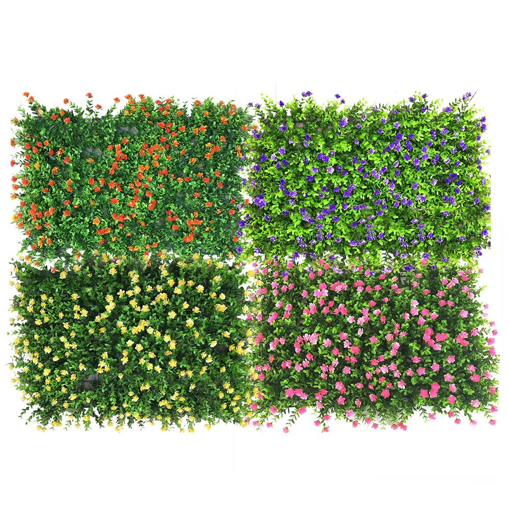 Wall Decor Hedge Lawn With Flower Artificial Plants Mat Privacy Fence Screen Faux Greenery Wall Panels Decorative Flower Wall