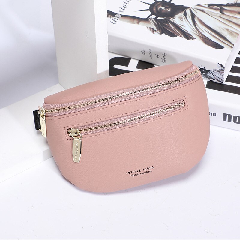 Women Fanny Pack Multi-function Waist &amp; Chest Bag Ladies Belt Crossbody Shoulder Bags Bum Pochete Sac Banana Female Waist Pack: Pink