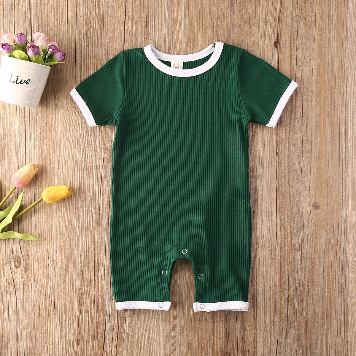 0-24m baby meisjes jongens korte mouwen effen jumpsuits mooie outfits kleding: B / 18m