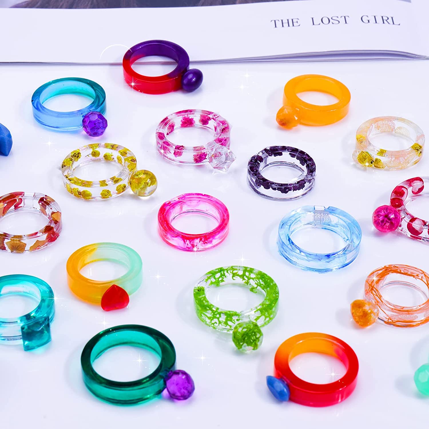 Molde de anillo de resina epoxi para fabricación de joyas, moldes de silicona para anillos de diamante con 14 tamaños diferentes para manualidades DIY