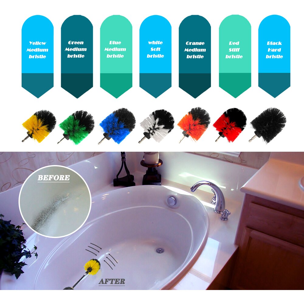 4pcs/set Drill Power Scrub Clean Brush Outdoor Cleaning Supplies with Extension for Garden-Farm - Horse - Barn - Water Trough