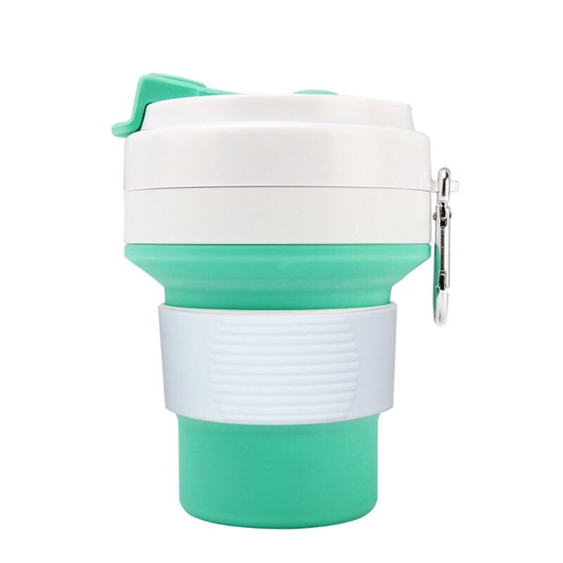 Siliconen opvouwbare reisbeker opvouwbare koffiemok drinkbeker met verstelbare inhoud lichtgewicht bpa voor reizen kamperen: Hemelsblauw