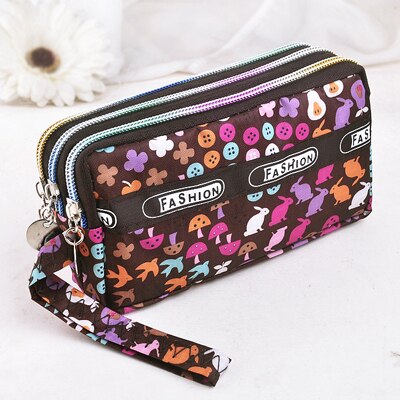 Zipper Dame Geldbörsen Frauen Brieftasche Leinwand Stoff Geldbeutel Floral Herz Geldbörse Armband Handtasche Mädchen Brieftaschen Burse Taschen: 11