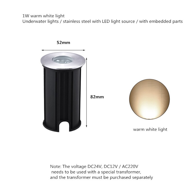 Valonheitin 12v ulkovaloa puutarhan värillinen kohdevalo mini led spotti 12v puutarhavalaisin led  ip68 vedenpitävä  dc24v maanalainen valo: Lämmin valkoinen / 1w dc24v
