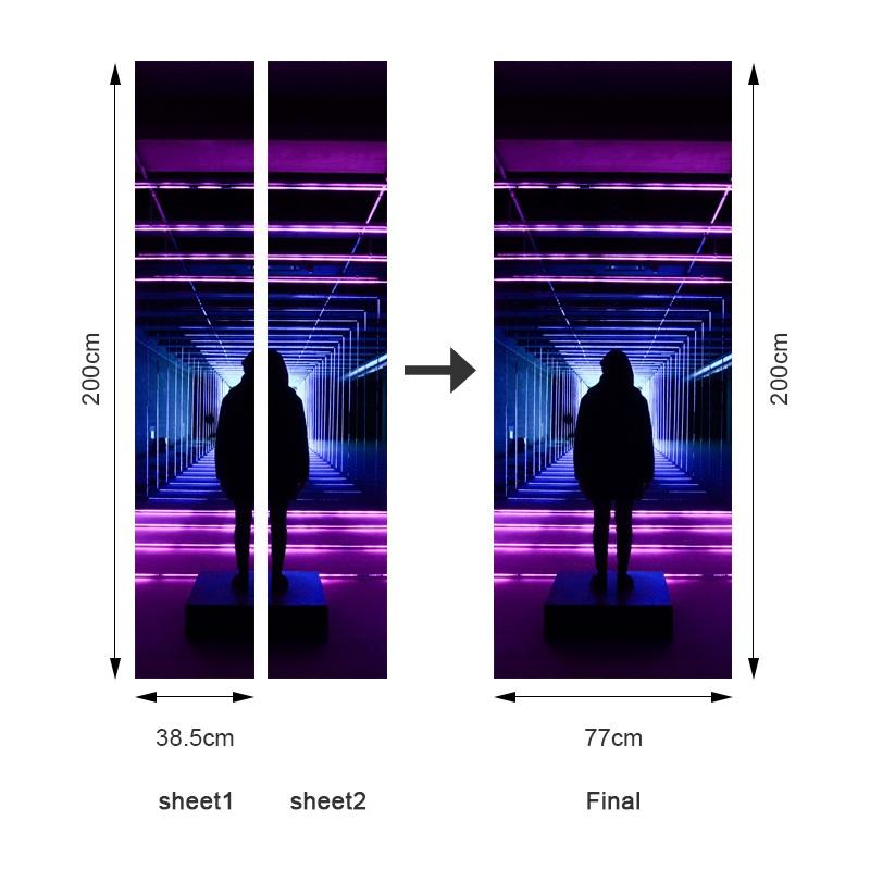 Abstract Style 3D Geometric Door Sticker DIY Renovation Mural Waterproof Print Picture Home Decor Renovation Poster PVC Sticker
