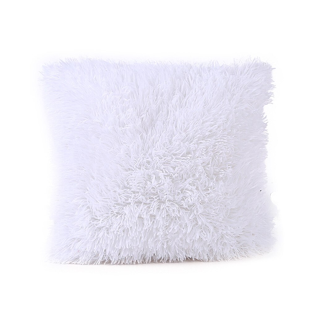 Housse de coussin pour décoration de maison | Coussin de luxe en velours, bleu, vert, jaune, rose, gris, noir, #30: White