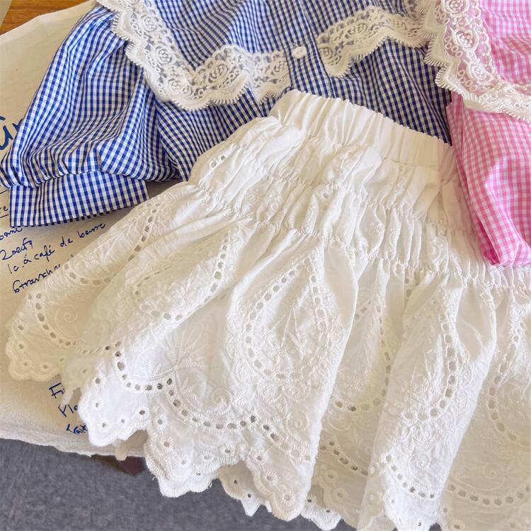 Deer jonmi 2022 Summer Baby Girls gonne bianche in cotone scava fuori gonne a pieghe per bambini in stile coreano