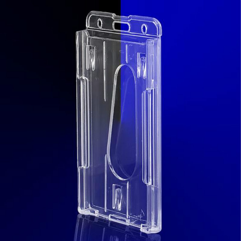 Hard Plastic Multi Card ID Badge Holder Credit Hard Plastic Badge Holder Double Card Transparent Vertical 10x6cm