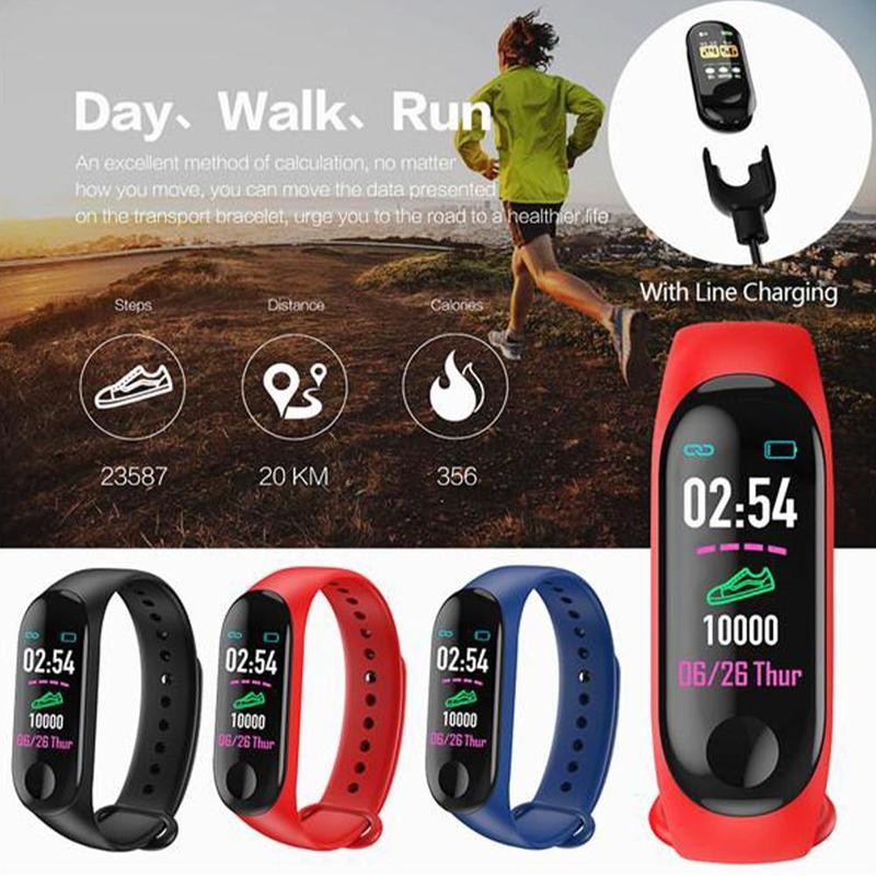 M3 Plus Smart Bluetooth Armband Bloeddrukmeter Fitness Tracker Band Smart Armband Walking Stap Tellen Voor Ios Android