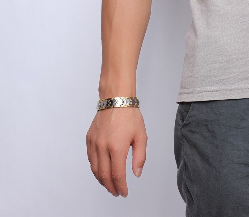 Modyle Goud-Kleur Titanium Gezondheid Magneet Armbanden Armbanden Voor Mannen En Vrouwen