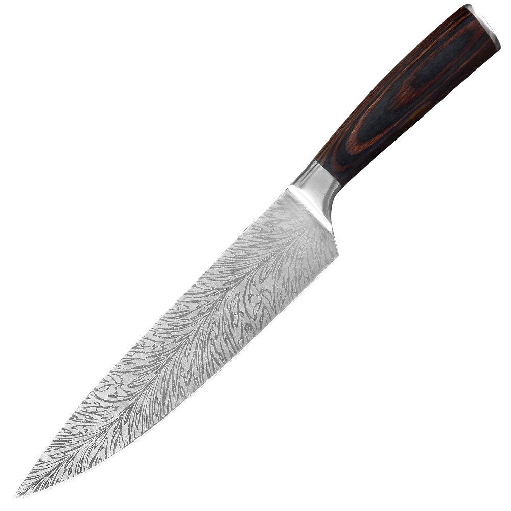 Damask køkkenkniv rustfrit stål brødknive 7 cr 17 kokknive træhåndtag køkkenudstyr toast savtakket kniv: 8 tommer kok