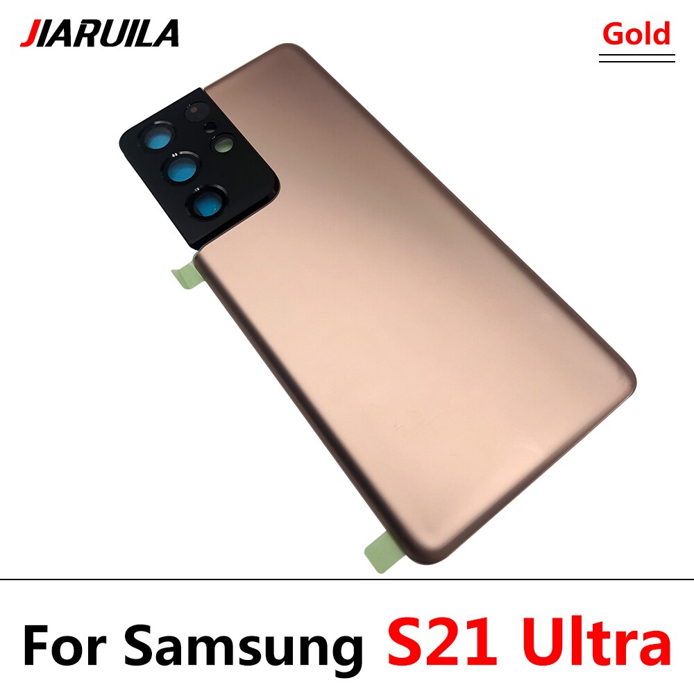 Terug Glas Vervanging Voor Samsung S21 Ultra Batterij Cover Achterdeur Behuizing Case Met Lijm Sticker Voor Samsung S21 Plus: S21 Ultra Gold