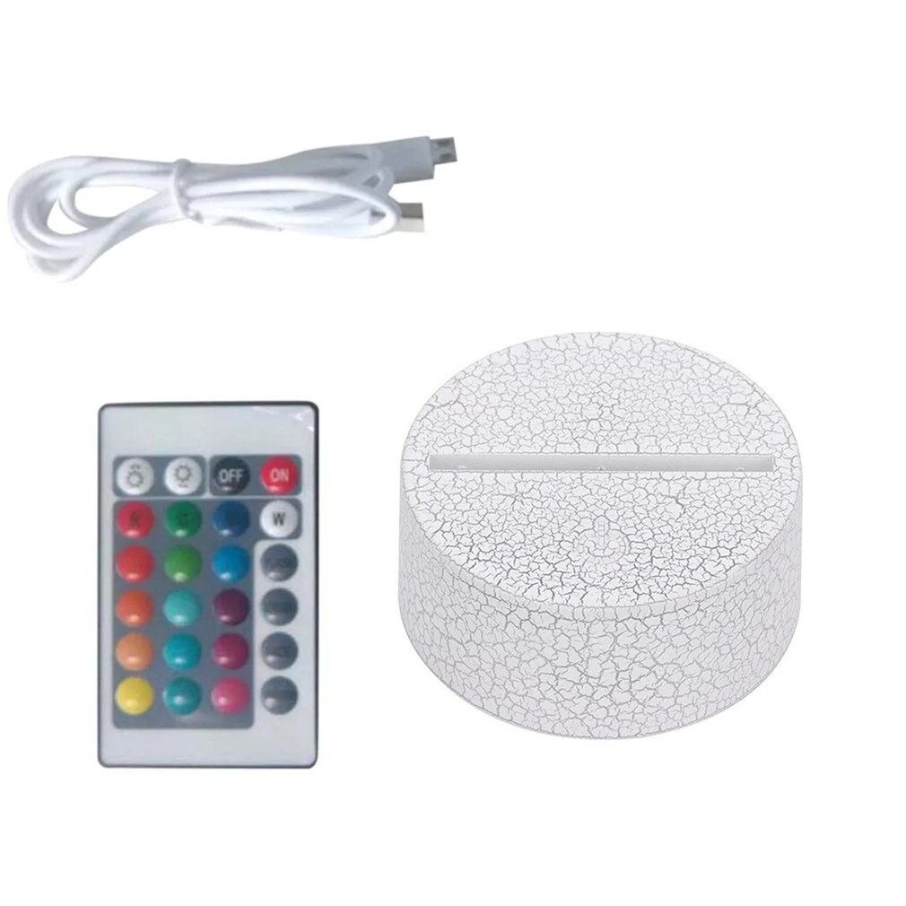 10Pcs 3D Led Lamp Base Acryl Nachtlampje Basis Led Usb Touch Afstandsbediening 7 Kleur-Passen Led lampvoet Verlichting Accessoires: Crack-Controll-USB