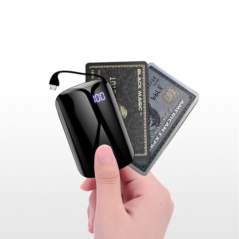 Mini-powerbank mit 50000 mah kapazität, externer akku für mobiltelefone im taschenformat, integriertes ladekabel, einweg-ladegerät