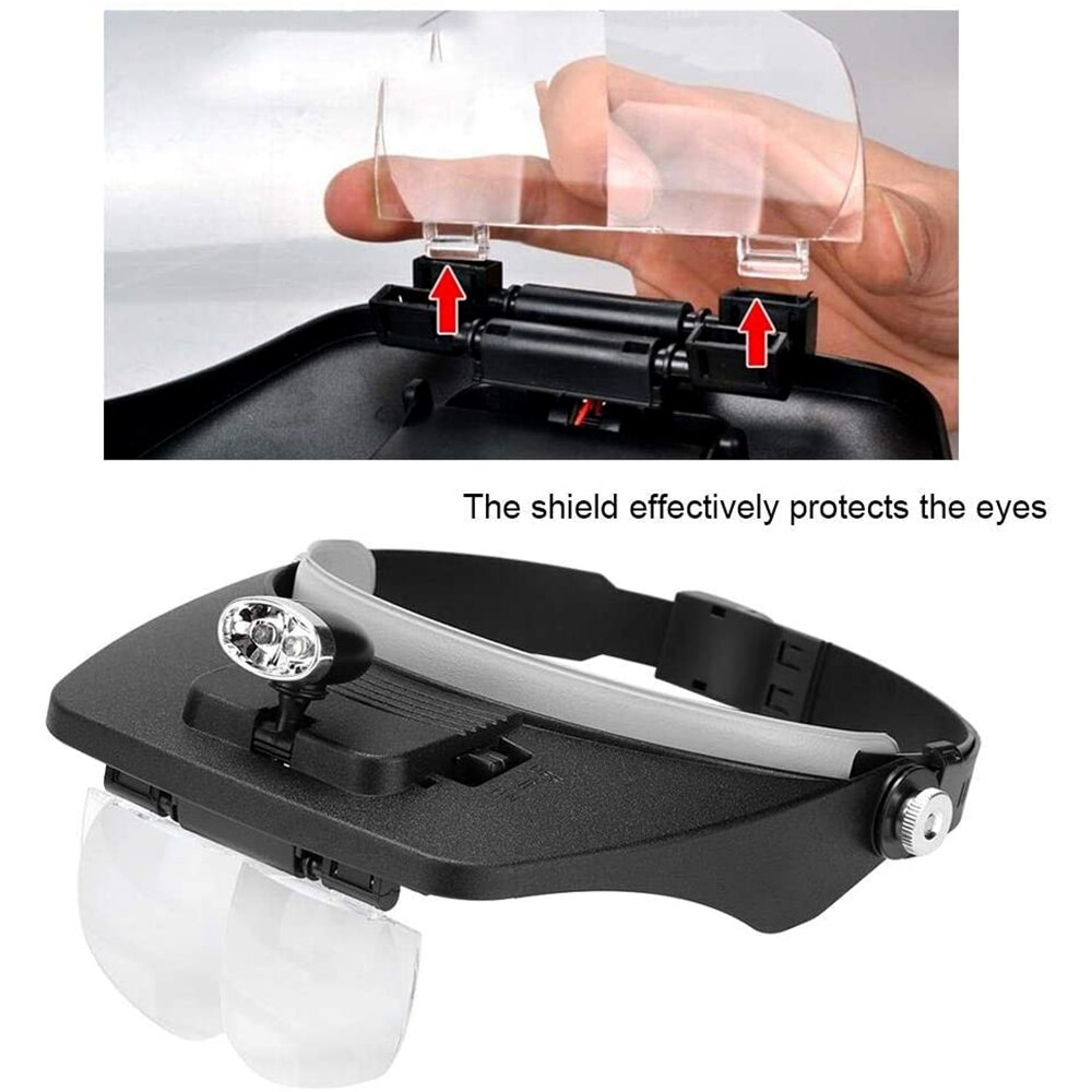 Head Mounted Illuminating Glasses Magnifier with 2 Led Lights 4 Adjustable Lens Loupe Magnifying Glass For Tool Repai Toys