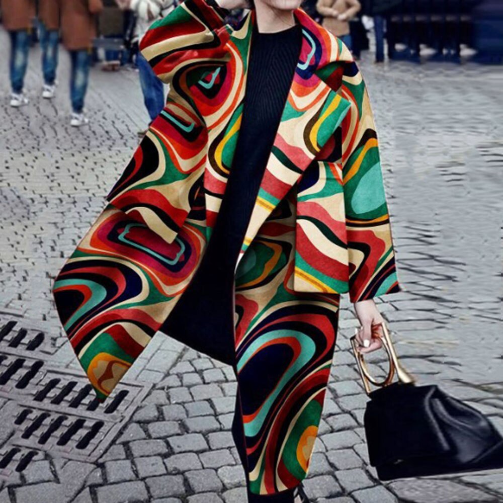 Sobretodo colorido mujer otoño mezcla de lana invierno gabardina larga de talla grande chaqueta de lana femenina abrigo prendas de vestir: M