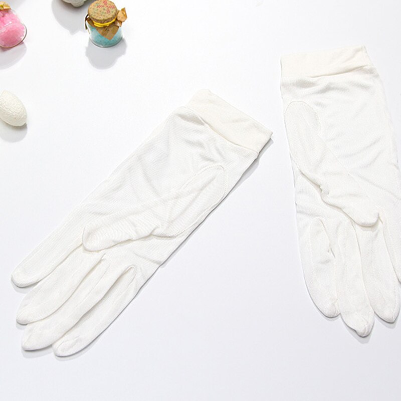 Ægte silkehandsker til kvinders forårssommerhandsker bløde silkeagtige kvindelige soltætte handsker damer vanter anti-uv ensfarvet