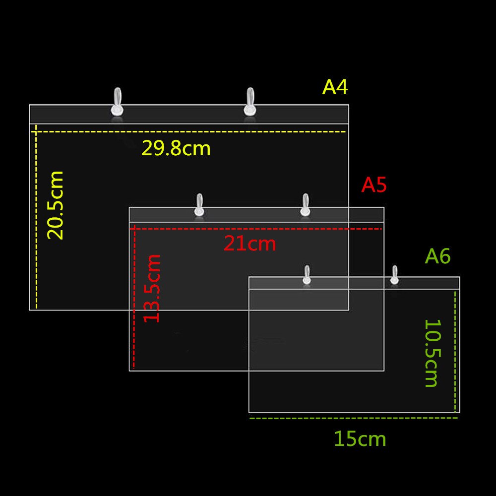 Plastic PVC Price Label Card Envelope Sleeve Cover A4 A5 A6 Clear Hanging Hook Retail Poster 20sets
