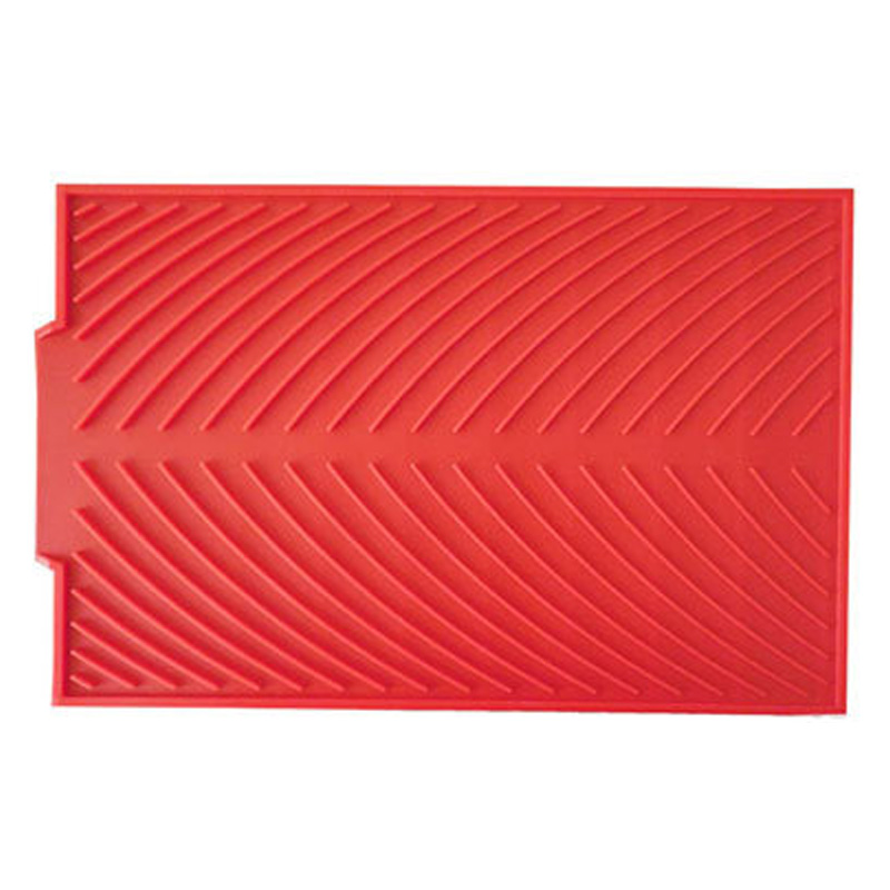 Tapis de vidange antidérapant en Silicone, tapis de séchage pour casseroles de cuisine, tapis de vidange Anti-brûlure, dessous de verre, ustensiles de cuisine: Rouge